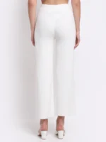 Women Off White KNIT Solid Lower Palazzo - Image 2