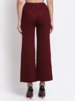 Women Maroon Flared-Fit Palazzo Pants With Pockets - Image 2
