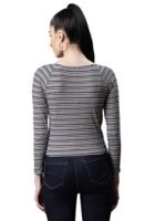 Women Blue Embroidered Cropped Blouse Top - Image 2