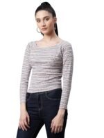 Women Pink Embroidered Cropped Blouse Top - Image 5