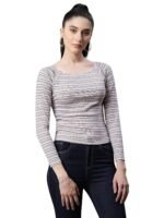 Women Pink Embroidered Cropped Blouse Top - Image 2