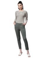 Women Beige Embroidered Cropped Blouse Top - Image 3