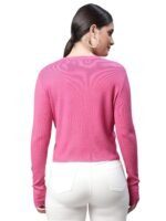 Women Round Neck Cropped Slim Fit Knitted Pullover - Image 2