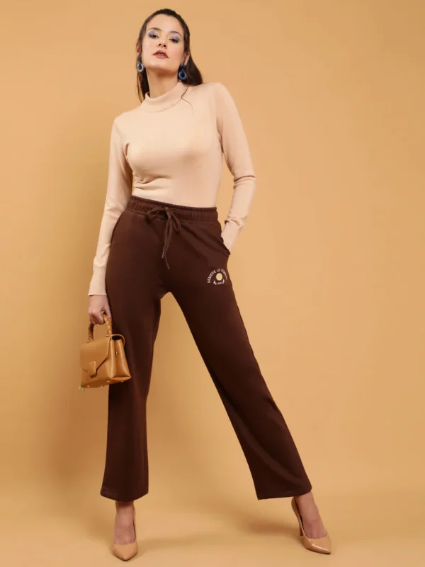 Women Brown Straight Leg Mid Rise Cotton Lower - Image 5