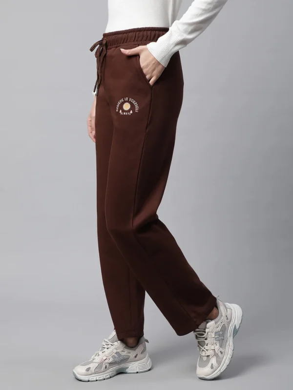 Women Brown Straight Leg Mid Rise Cotton Lower - Image 2