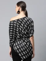 Women Off-Shoulder Black & White Printed Top - Image 4