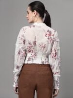 Blouse for Women White Round Neck Embroidered Top for Women - Image 2