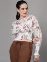 Blouse for Women White Round Neck Embroidered Top for Women - Image 3