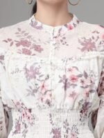 Blouse for Women White Round Neck Embroidered Top for Women - Image 5