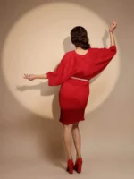 Women's Solid V-Neck Maroon Dress - Image 6