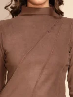 Women Brown Full Sleeve Turtle Neck Knit Top - Image 7