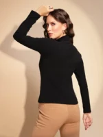 Women Black Full Sleeve Turtle Neck Knit Skivvy - Image 3