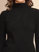 Women Black Full Sleeve Turtle Neck Knit Skivvy - Image 4