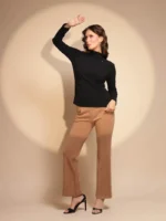 Women Black Full Sleeve Turtle Neck Knit Skivvy - Image 6