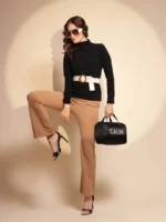 Women Black Full Sleeve Turtle Neck Knit Skivvy - Image 7