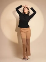 Women Black Full Sleeve Turtle Neck Knit Skivvy - Image 2