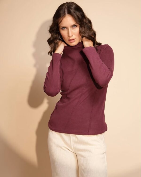 Women Turtle Neck Slim Fit Full Sleeves Top - Image 1