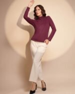 Women Turtle Neck Slim Fit Full Sleeves Top - Image 7