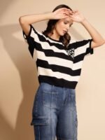 Global Republic Multicolor Striped Half Sleeve Top - Image 4