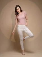 Pink Embellished Half Sleeve Round Neck Top_FREE SIZE - Image 6