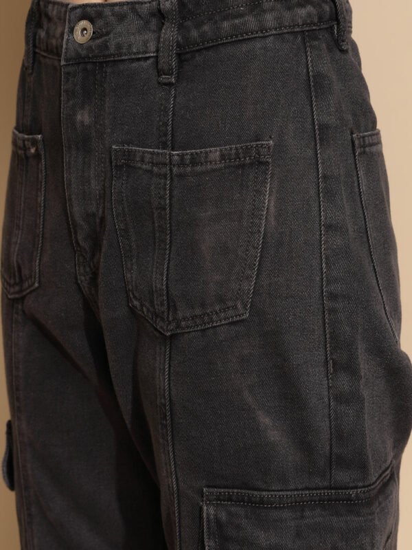 Women Iron Grey Solid Polycotton High Rise Loose Fit Jeans - Image 6