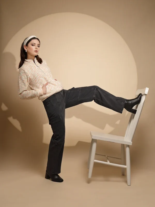 Women Iron Grey Solid Polycotton High Rise Loose Fit Jeans - Image 8