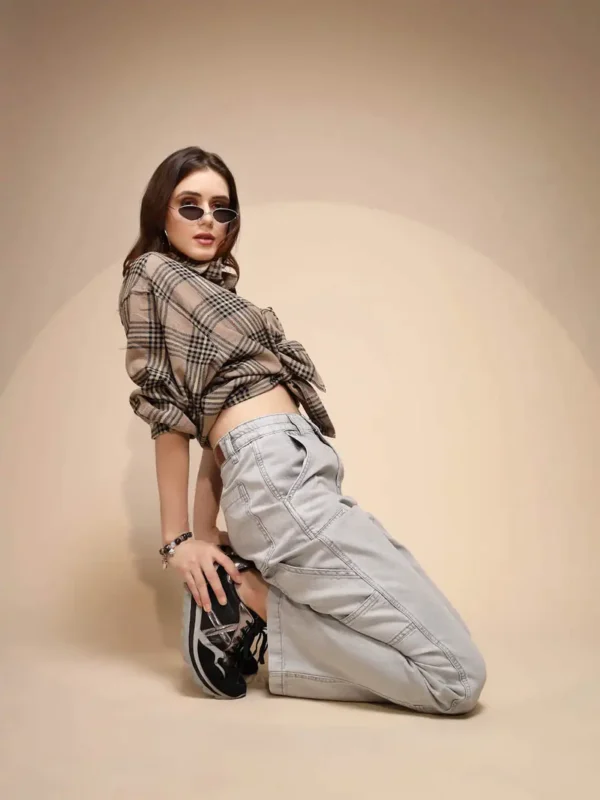 Women's Regular Fit Denim High Rise Grey Jeans - Image 2