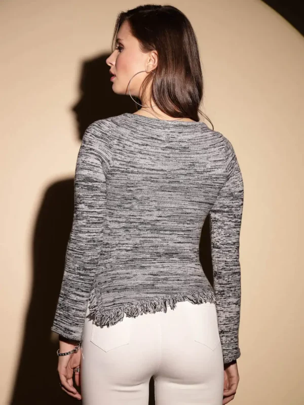 Women Black Round Neck Regular Fit Pullover - Image 7