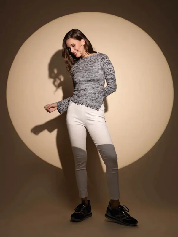 Women Black Round Neck Regular Fit Pullover - Image 5