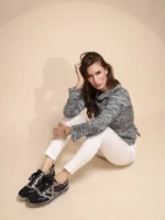 Women Black Round Neck Regular Fit Pullover - Image 2