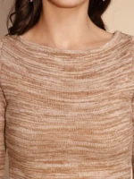 Women Beige Round Neck Regular Fit Pullover - Image 3