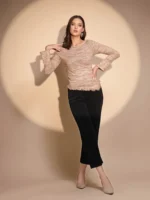 Women Beige Round Neck Regular Fit Pullover - Image 5