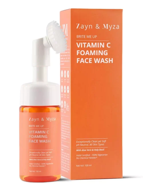 ZM Vitamin C Foaming Face wash | For glowing skin | Exfoliator Brush for Deep Cleansing | Brightening Face wash for men & women | All skin types - 100 ml