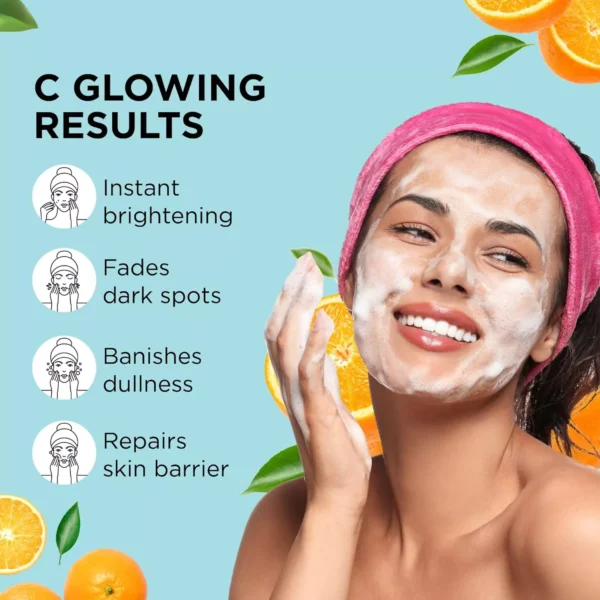 ZM Vitamin C Foaming Face wash | For glowing skin | Exfoliator Brush for Deep Cleansing | Brightening Face wash for men & women | All skin types - 100 ml - Image 5