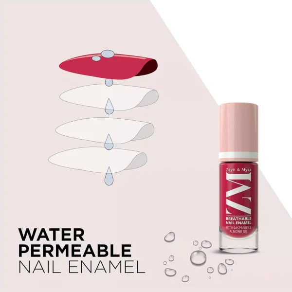ZM Zayn & Myza Breathable Nail Enamel - Strawberry Jelly | Smooth Application | Quick-Drying I Longlasting I Chip-Defiant I Water Permeable | Glossy Finish | 100% Vegan, 6 ml - Image 3