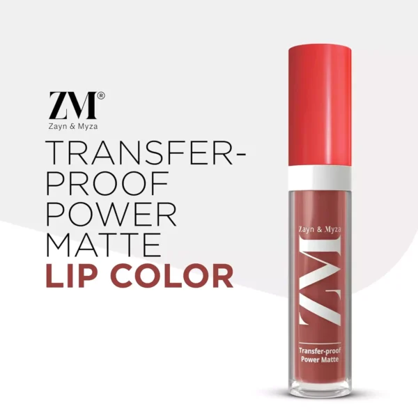 ZM Transfer-Proof Power Matte Finish, Liquid Lip Colour, 6 ml (Earthy Brown) - Image 2