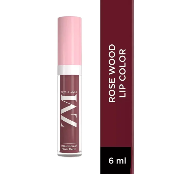 8904390205583-1-65cb17ff3615e-65cb29cd1b0c5 ZM Zayn & Myza Transfer-Proof Power Matte Finish, Liquid Lip Colour, 6ml (Rosewood Nude) - Image 1