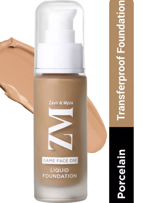 ZM Zayn & Myza Game Face On | 12Hrs Lasting, Hydrating & Waterproof | SPF 25 Liquid Foundation (Porcelain, 30 ml)