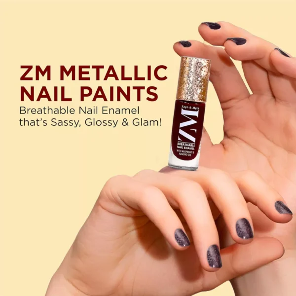 ZM Zayn & Myza Breathable Nail Enamel With Raspberry & Almond Oil, Royal Red 7ml - Image 3