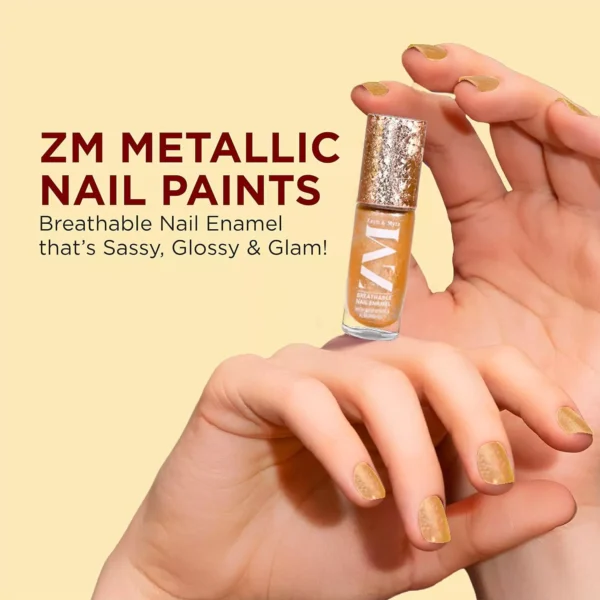 8904390208096_2 ZM Zayn & Myza Breathable Nail Enamel - Fling Bling | Smooth Application | Quick-Drying I Longlasting I Chip-Defiant I Water Permeable | Glossy Finish | 100% Vegan, 6 ml - Image 2