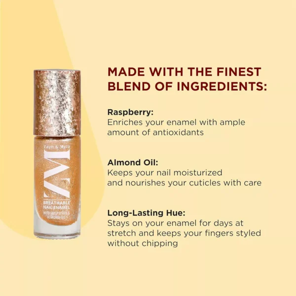 8904390208096_5 ZM Zayn & Myza Breathable Nail Enamel - Fling Bling | Smooth Application | Quick-Drying I Longlasting I Chip-Defiant I Water Permeable | Glossy Finish | 100% Vegan, 6 ml - Image 5