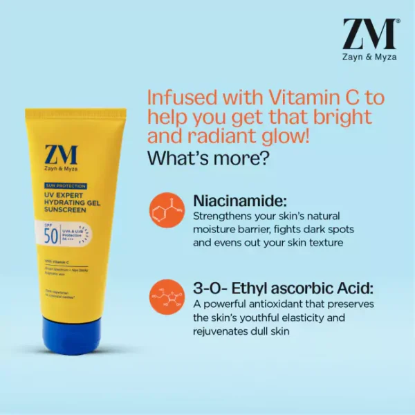 ZM Zayn & Myza UV Expert Hydrating Gel Sunscreen With Vitamin C SPF 50 - Image 3