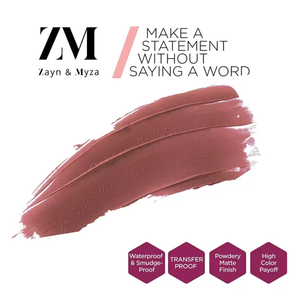 ZM Transfer-Proof Power Matte Finish, Liquid Lip Colour, Wooed By Nude, 6 ml - Image 4