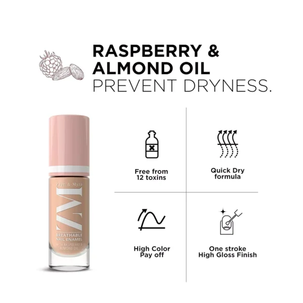 Nail Polish ZM Zayn & Myza Breathable Nail Enamel - Almond Latte | Smooth Application | Quick-Drying I Longlasting I Chip-Defiant I Water Permeable | Glossy Finish | 100% Vegan, 6 ml - Image 5