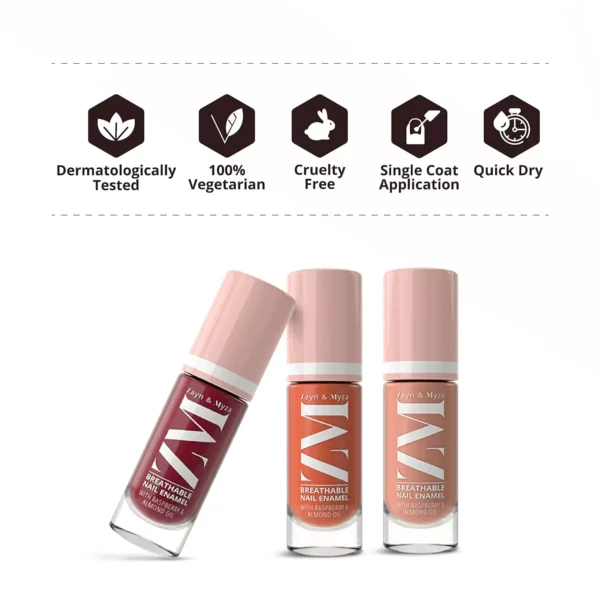 Nail Polish ZM Zayn & Myza Breathable Nail Enamel - Almond Latte | Smooth Application | Quick-Drying I Longlasting I Chip-Defiant I Water Permeable | Glossy Finish | 100% Vegan, 6 ml - Image 6