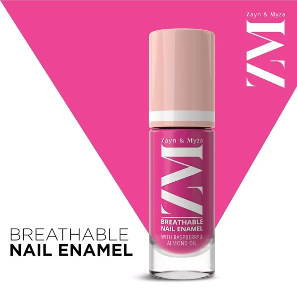 8904406197666_1 ZM Zayn & Myza Breathable Nail Enamel - Pink Popsicle | Smooth Application | Quick-Drying I Longlasting I Chip-Defiant I Water Permeable | Glossy Finish | 100% Vegan, 6 ml - Image 2