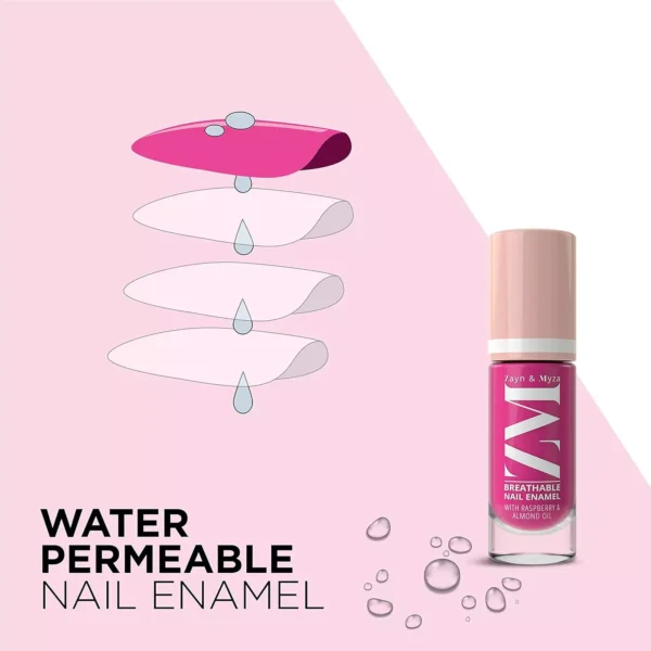 8904406197666_3 ZM Zayn & Myza Breathable Nail Enamel - Pink Popsicle | Smooth Application | Quick-Drying I Longlasting I Chip-Defiant I Water Permeable | Glossy Finish | 100% Vegan, 6 ml - Image 4