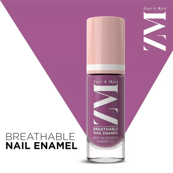 8904406197673_1 ZM Breathable Nail Enamel Glossy Finish & Water Permeable, Berry Yogurt- 6 ml - Image 3