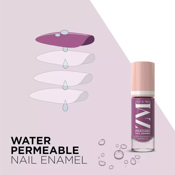 8904406197673_2 ZM Breathable Nail Enamel Glossy Finish & Water Permeable, Berry Yogurt- 6 ml - Image 4