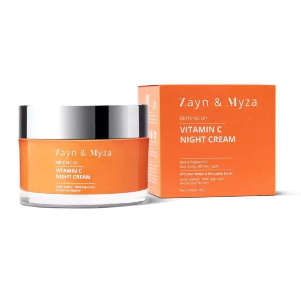 8904406198045 ZM Zyan & Myza Vitamin C Night Cream | Brightening Cream For Rejuvenated & Glowing skin | Fades Dark Spots | For all skin types | SLS & Paraben free - 50gm - Image 1